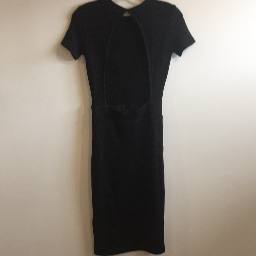 ZARA Knit Black Midi Open Back Dress Size Small - Picture 5 of 15